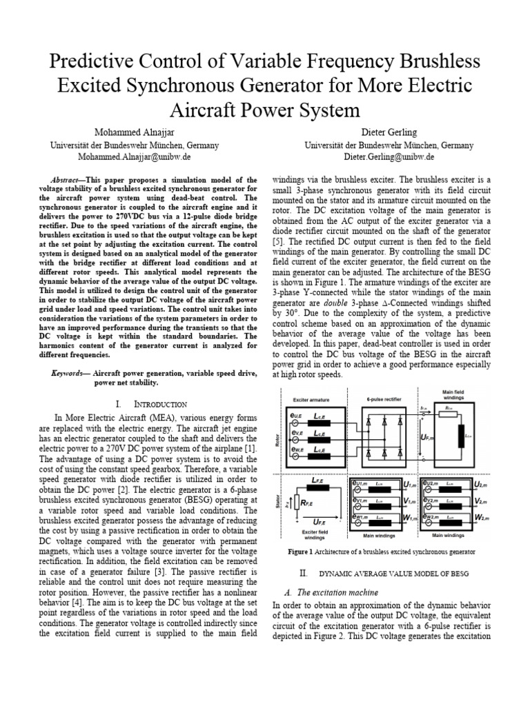 Predictive Control of Aircraft Generator | PDF | Rectifier | Electric ...