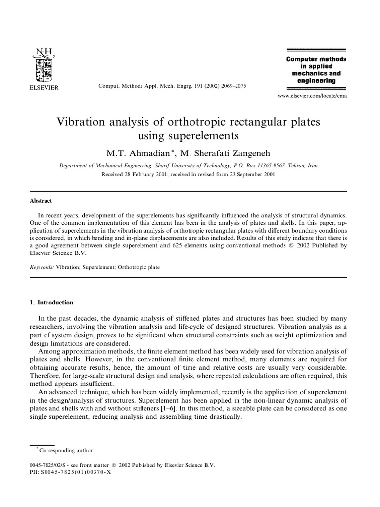 Vibration Analysis of Orthotropic Plates | PDF | Elasticity (Physics ...