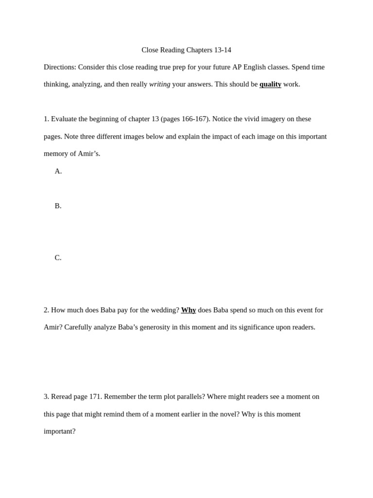 Copy of Close Reading Chapters 13-14 - Google Docs | PDF