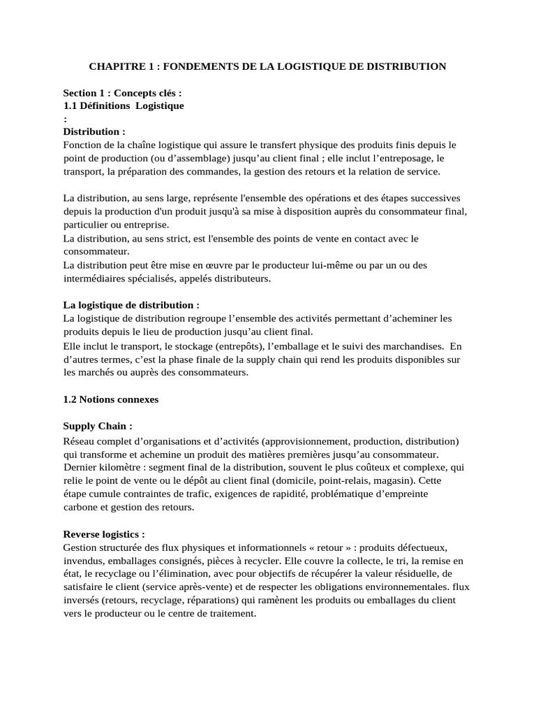 Fondements de la logistique de distribution | PDF | Logistique ...