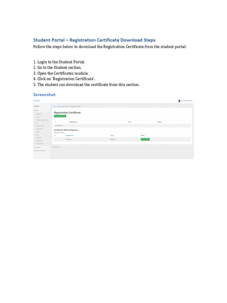 Download Registration Certificate Steps | PDF