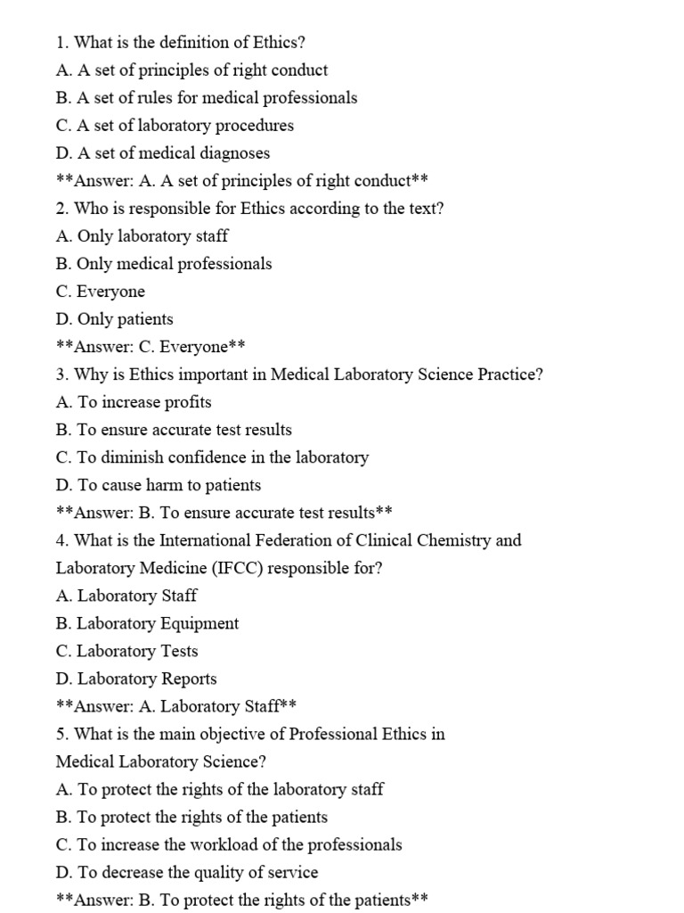 Ethics in Medical Laboratory Science | PDF