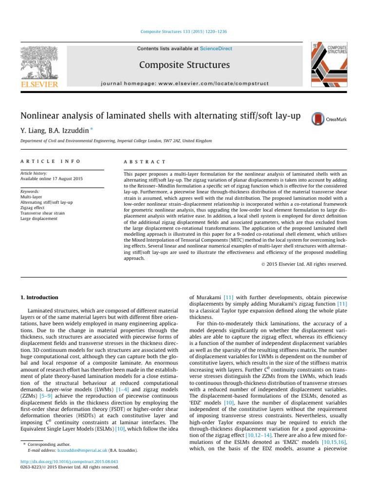 Nonlinear Analysis of Laminated Shells | PDF | Stress (Mechanics) | Bending