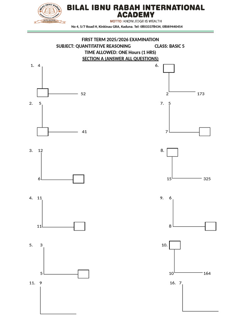 Basic 5 Quantitative Reasoning Exam 2025 | PDF