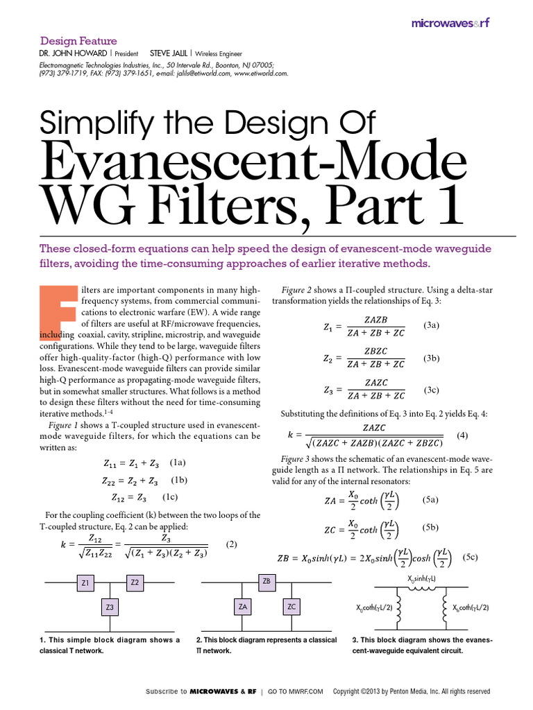 Simplified Design for Waveguide Filters | PDF | Low Pass Filter ...