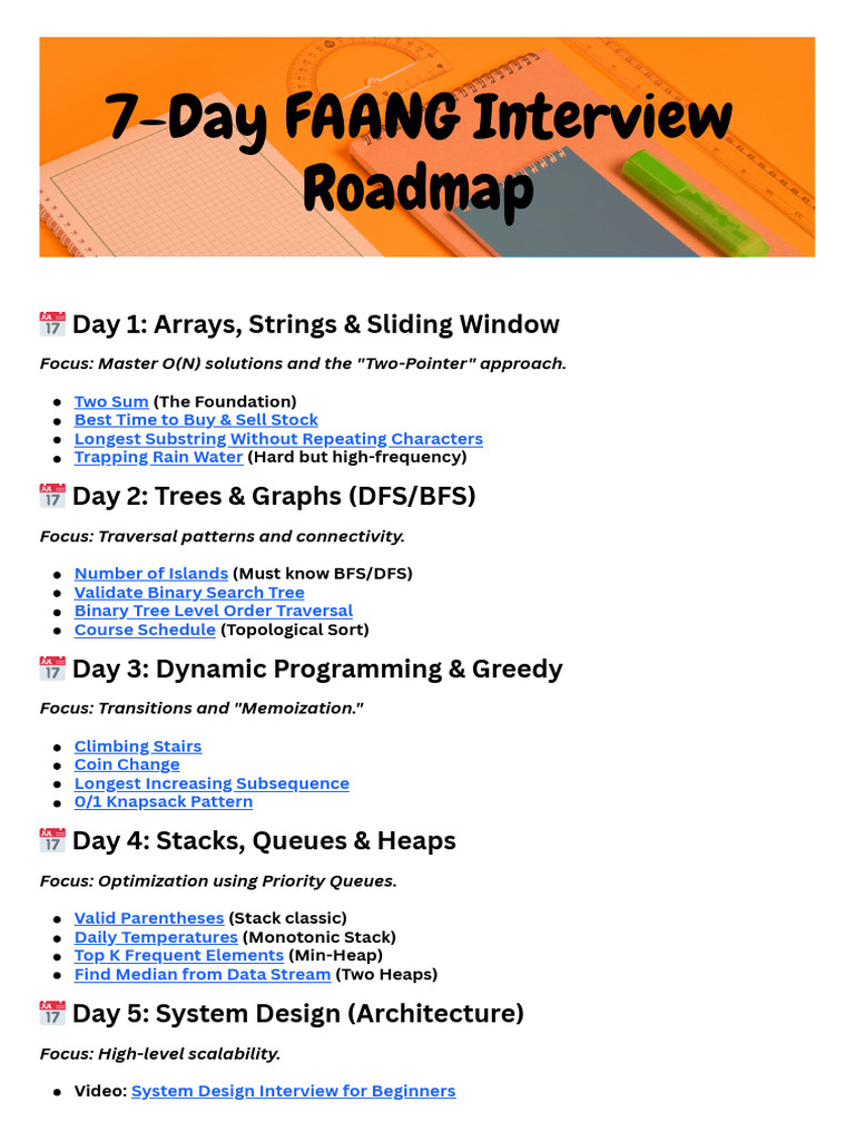 7-Day FAANG Interview Prep Guide | PDF