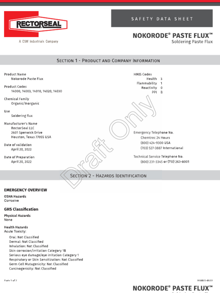 MSDS On Paste Flux | PDF