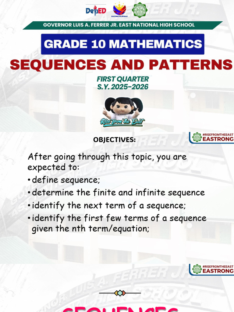 1.G10 MATH Q1 Sequences and Patterns | PDF | Sequence | Numbers