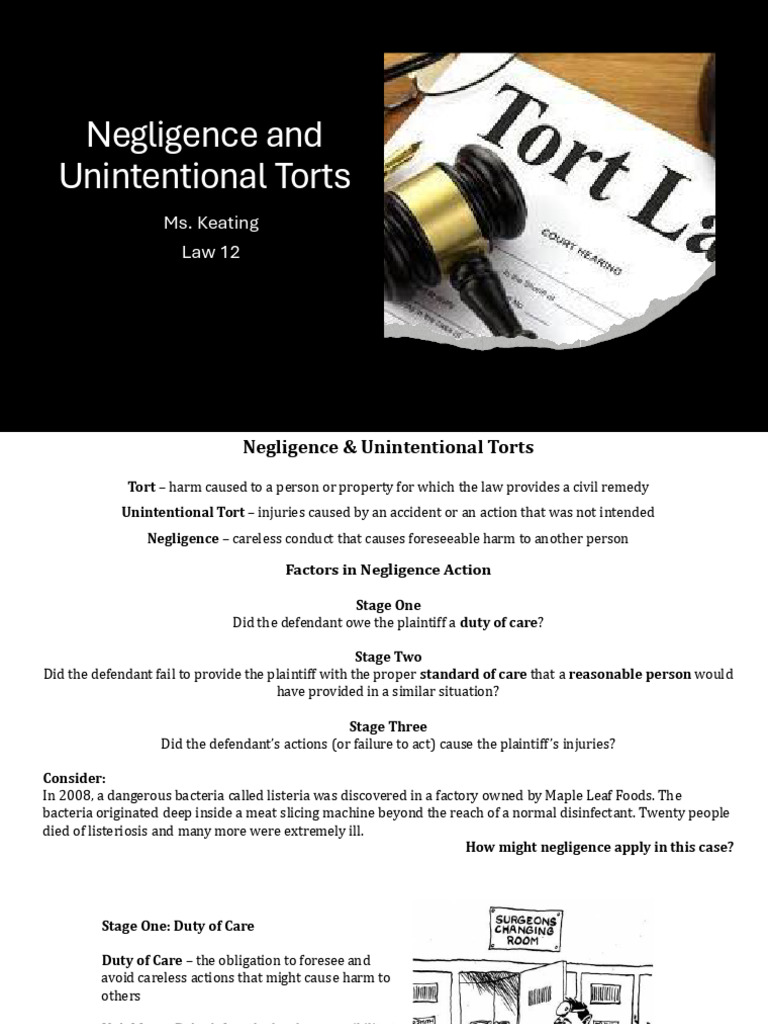 Understanding Negligence in Torts | PDF | Negligence | Duty Of Care