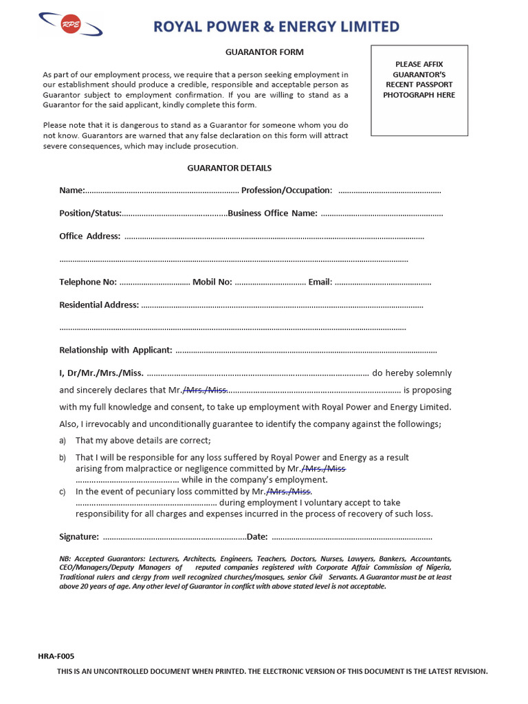 Guarantor Form for Employment Verification | PDF | Justice | Crime ...