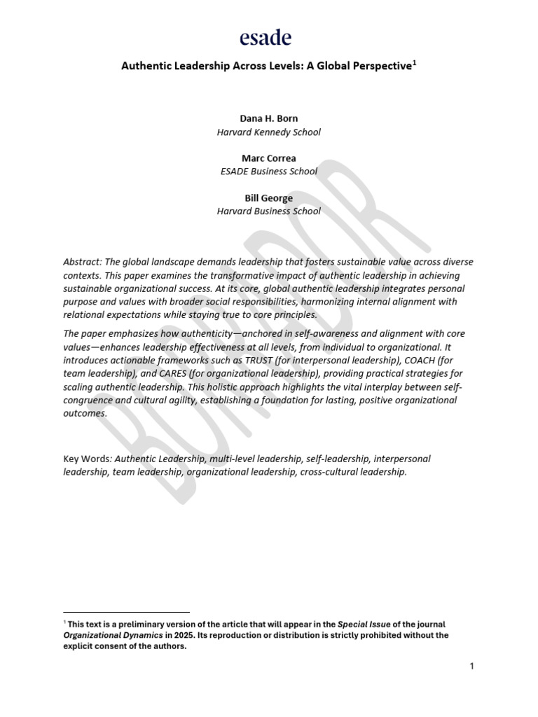 Global Authentic Leadership Strategies | PDF | Leadership | Self Efficacy