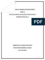 Istd Diploma in Training and Development Paper: 8 Electronic Enabled Training Office & Administration Response Sheet No: 1