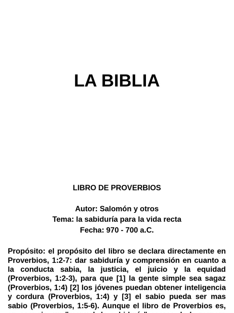 Sabiduría y Proverbios en la Biblia | PDF | Libro de proverbios | Pecado