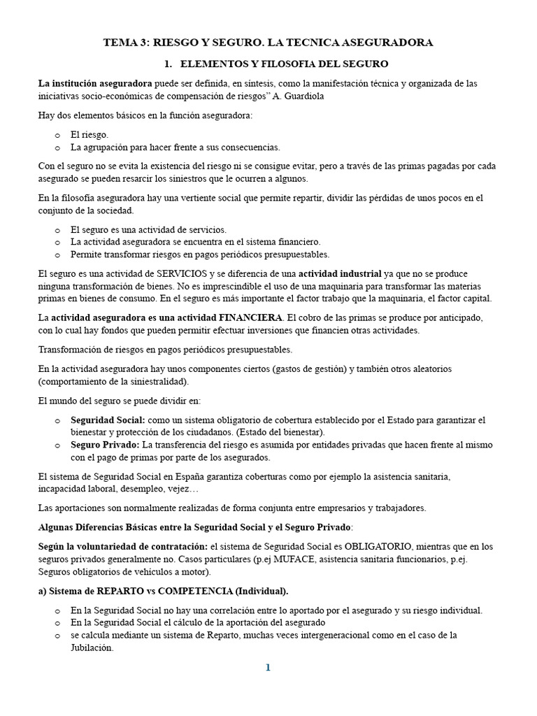 Riesgo y Seguro: Fundamentos y Tipos | PDF | Seguro | Reaseguro
