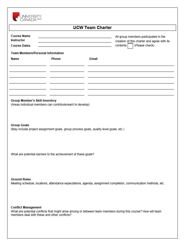 Ucw Team Charter | PDF