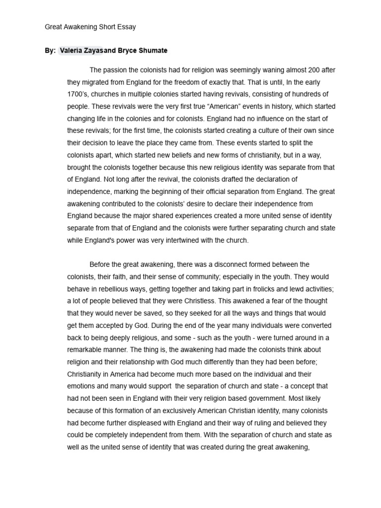 Two Paragraph Essay | PDF | Separation Of Church And State | Spirituality