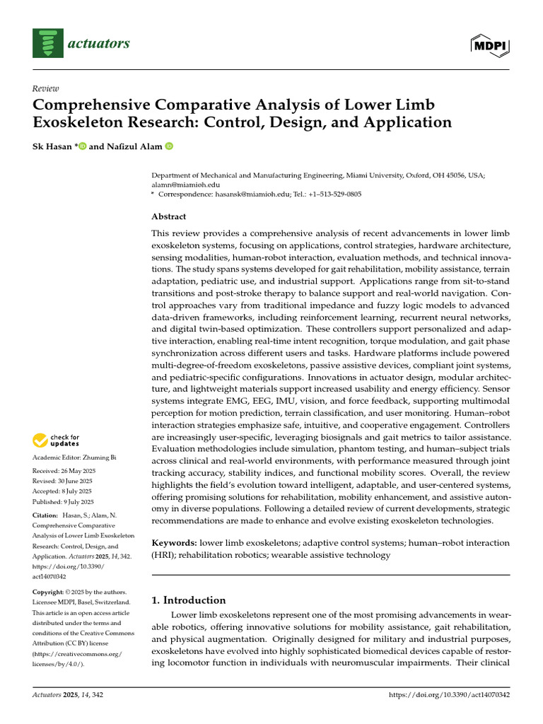 Lower Limb Exoskeletons: Control & Applications | PDF | Balance ...