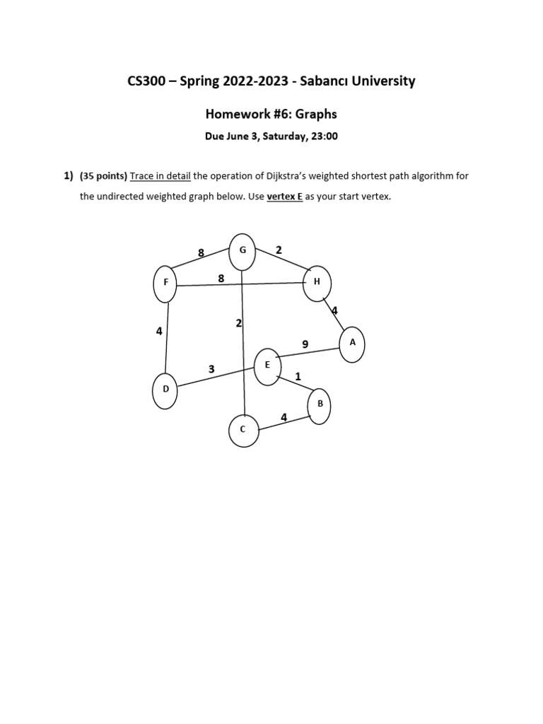 CS300 Homework: Graph Algorithms | PDF