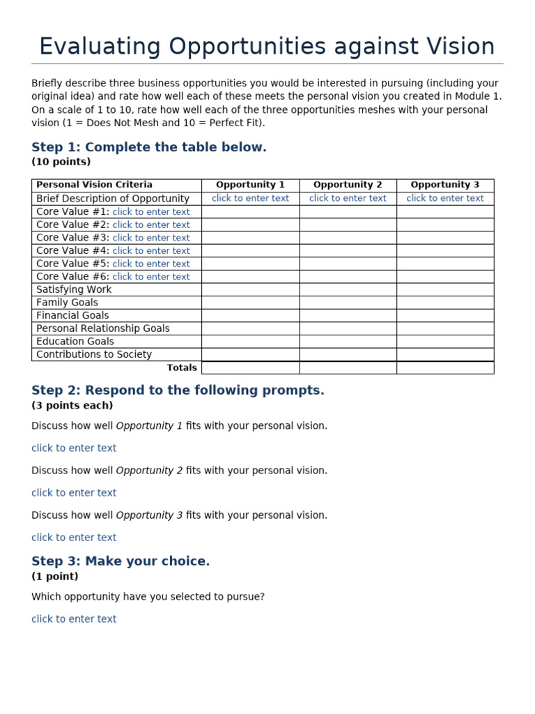 Evaluating Business Opportunities Fit | PDF