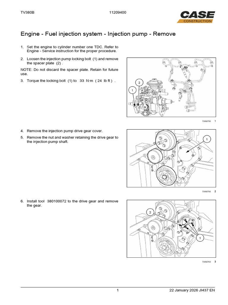 TV380B Injection Pump Removal Guide | PDF