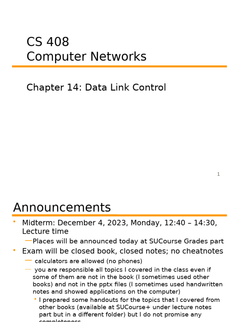 Data Link Control in Computer Networks | PDF | Transmission Control ...