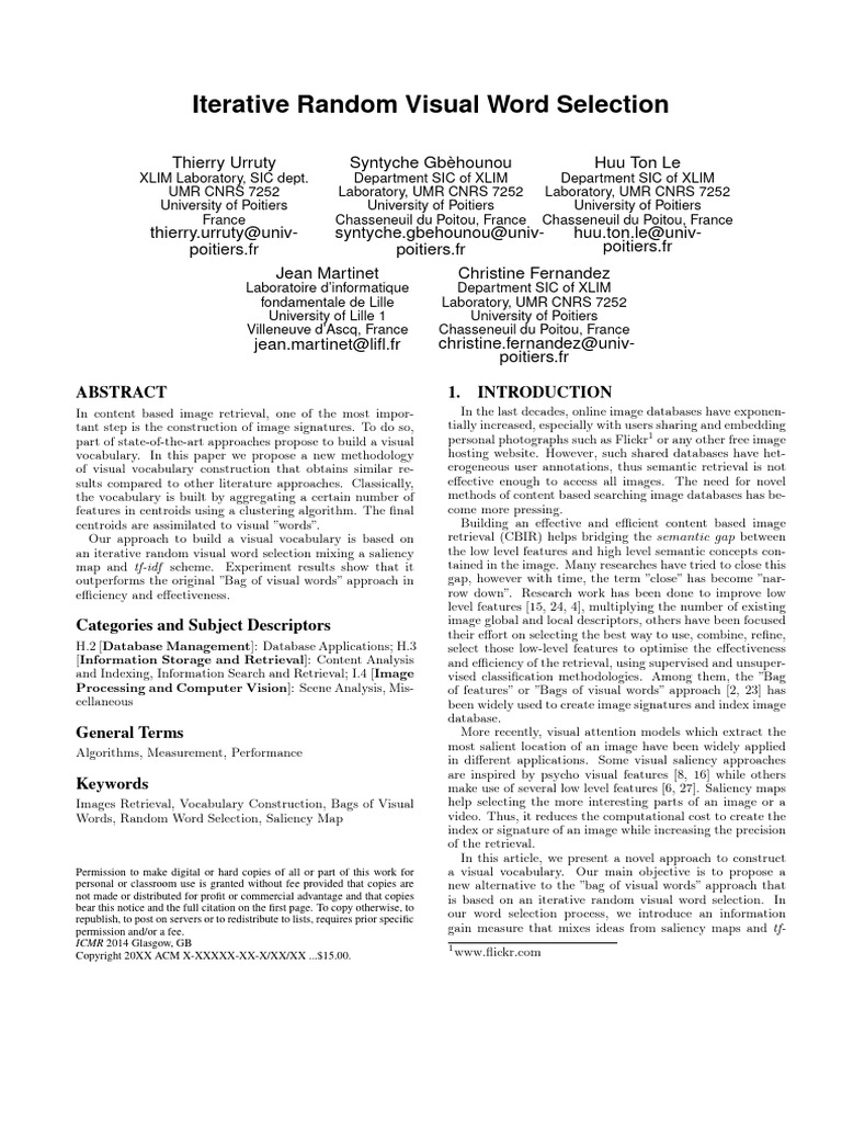Iterative Visual Vocabulary Construction | PDF | Cluster Analysis ...
