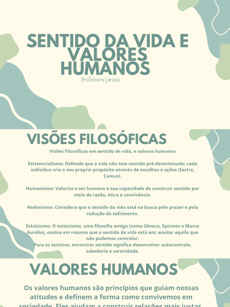 Sentido da Vida e Valores Humanos | PDF