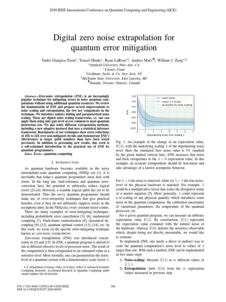 T. Giurgica-Tiron Et Al., Digital Zero Noise Extrapolation for Quantum ...