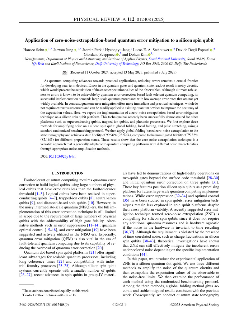 Quantum Error Mitigation in Silicon Qubits | PDF | Quantum Computing ...