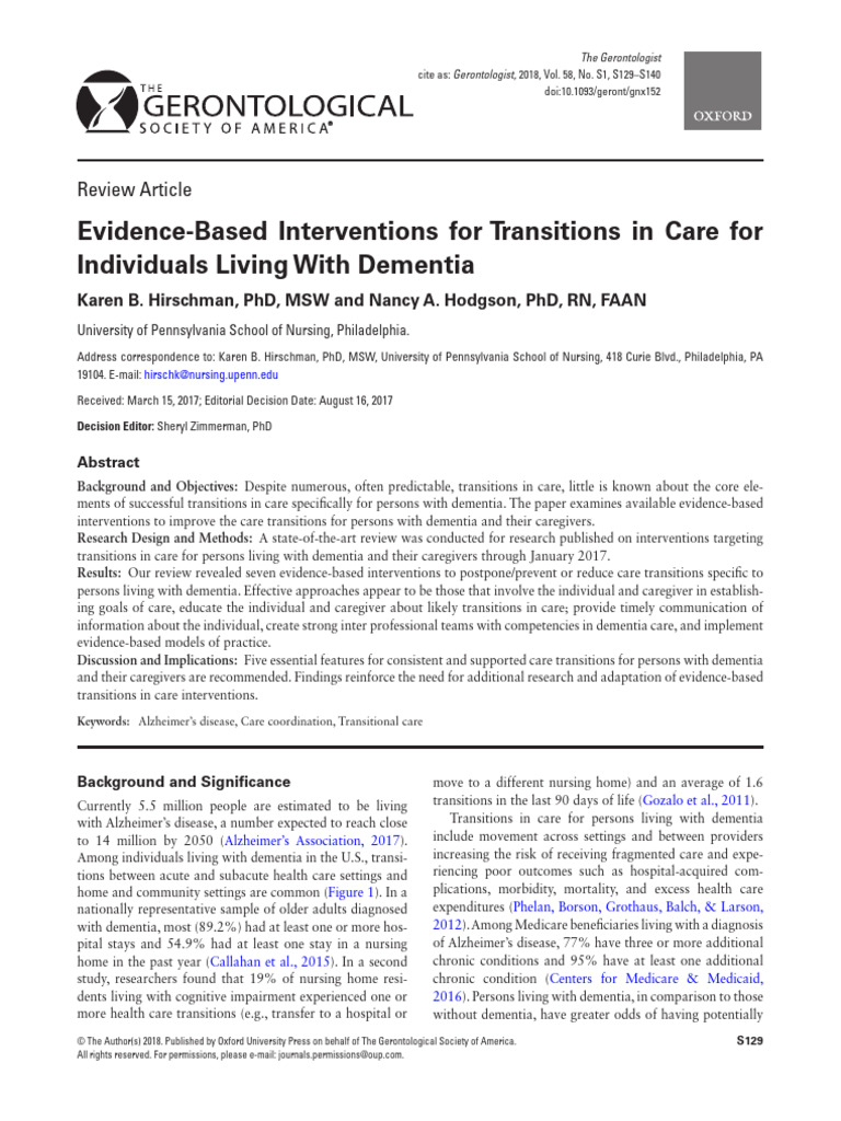 Evidence-Based Dementia Care Transitions | PDF | Geriatrics | Dementia