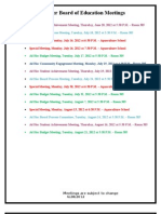 Summer Board of Education Meetings: Ad Hoc Board Process Meeting, Tuesday, July 10, 2012 at 5:30 P.M. - Room 305