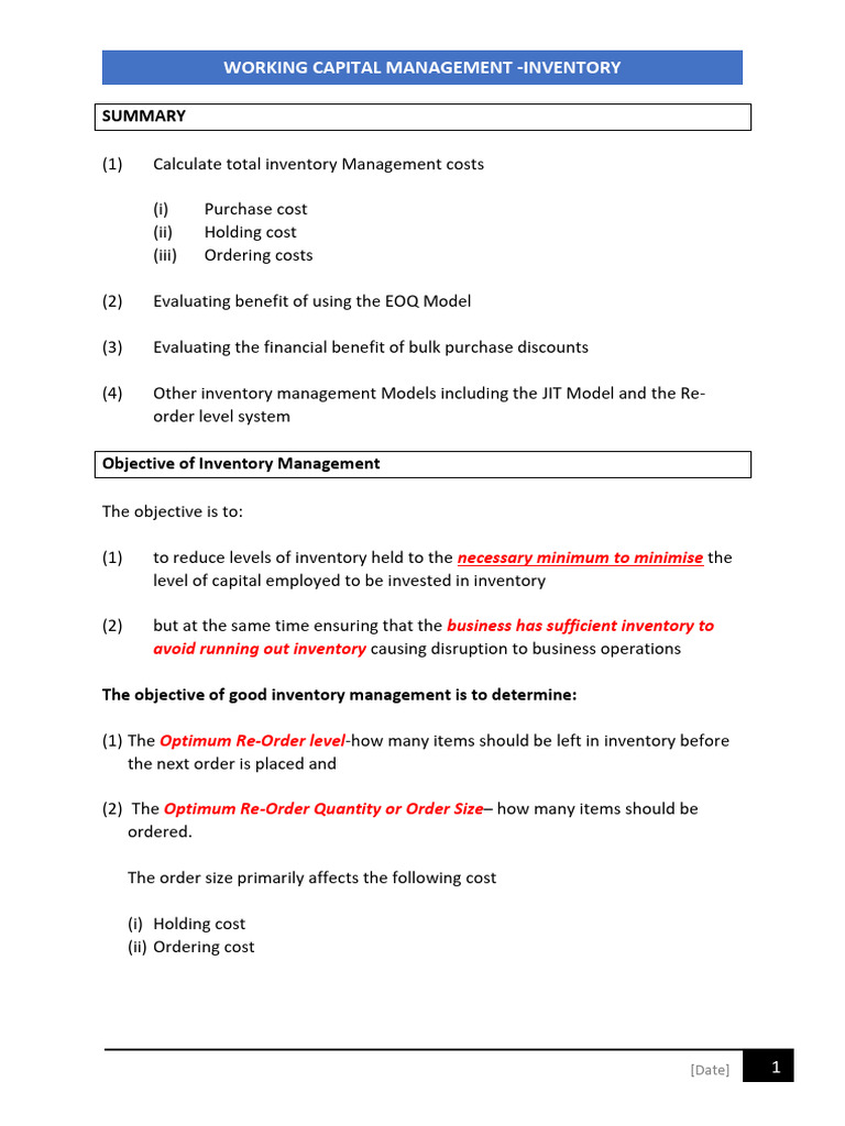 Inventory Management Cost Analysis | PDF | Inventory | Lean Manufacturing