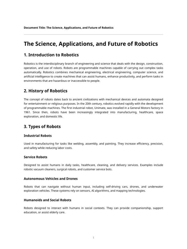 Future Trends in Robotics Explained | PDF | Robot | Robotics