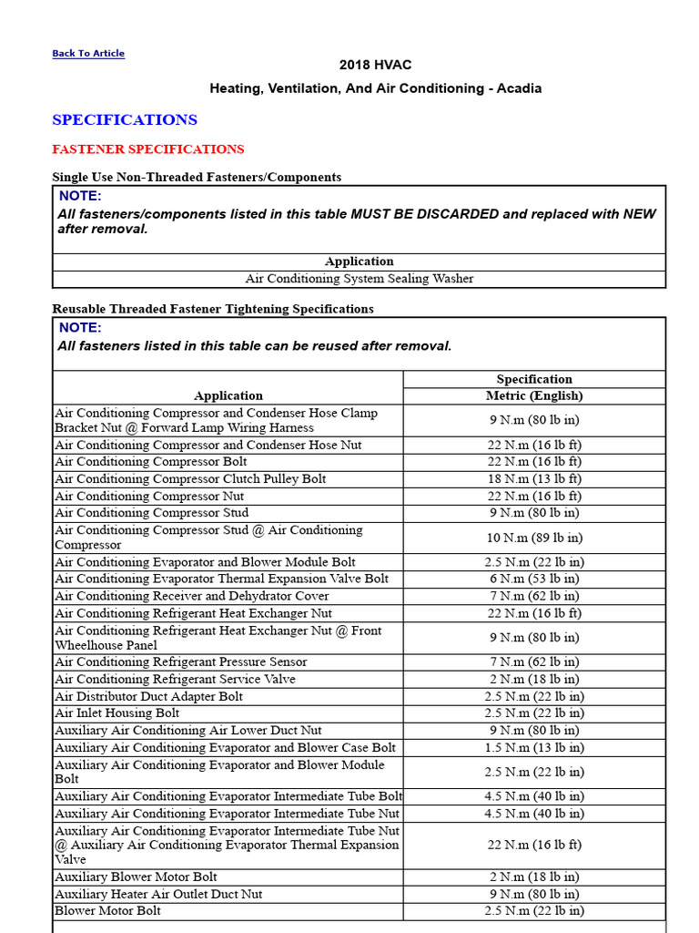 HVAC Fastener Specifications Guide | PDF | Air Conditioning | Leak