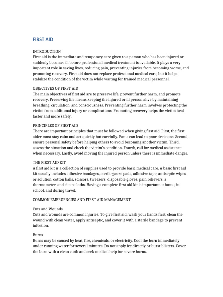 Essential First Aid Guide and Tips | PDF | First Aid | Burn