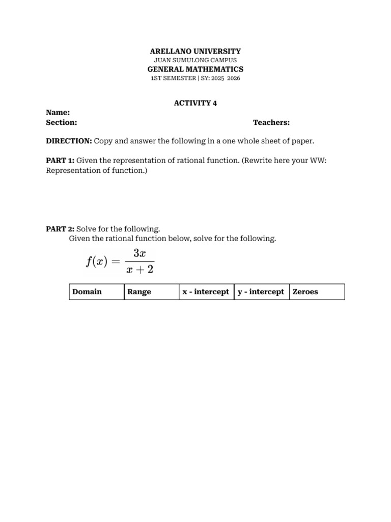 General Mathematics Activity 4 Guide | PDF
