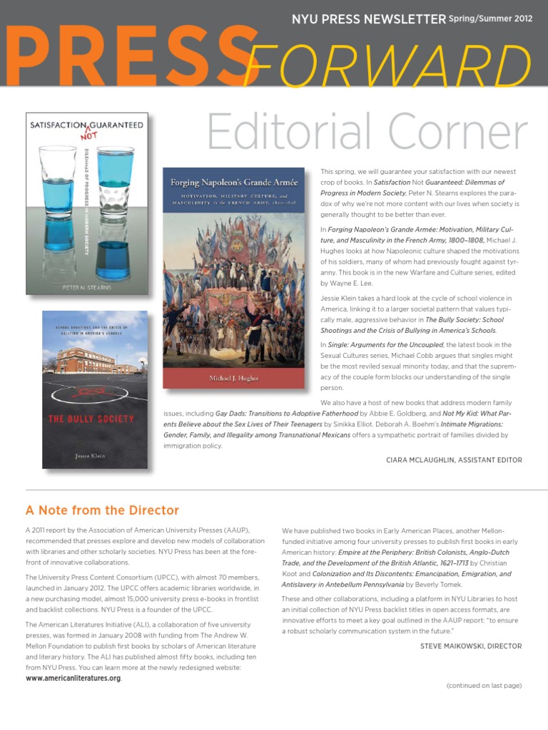 Press Forward NYU Press's Spring/Summer 2012 Newsletter PDF Arabic
