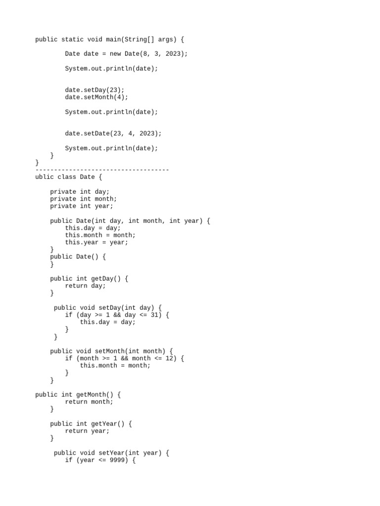 Java Date Class Implementation | PDF