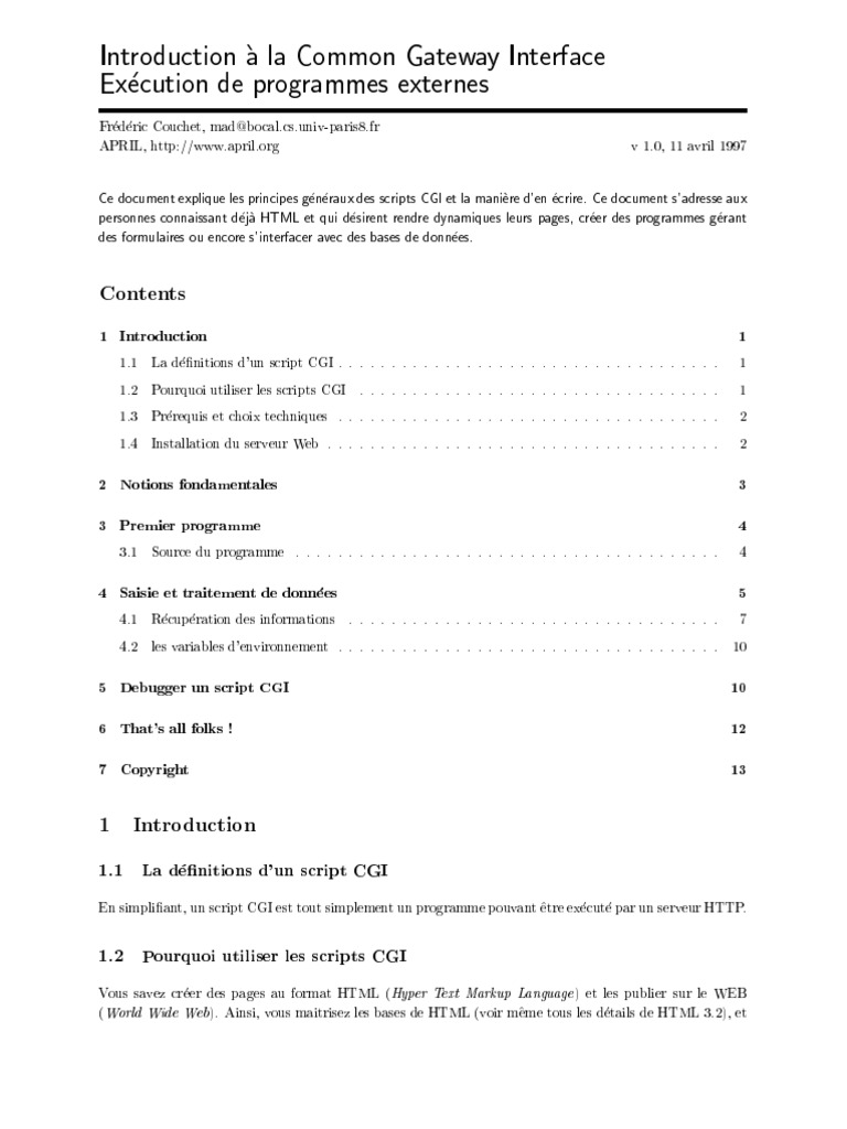 Introduction aux scripts CGI et leur utilisation | PDF | Internet ...
