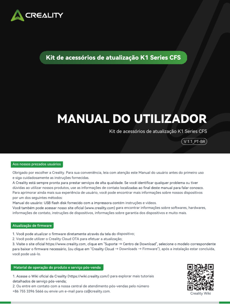 Manual do Usuário: Kit K1 Series CFS | PDF | USB | Conector elétrico