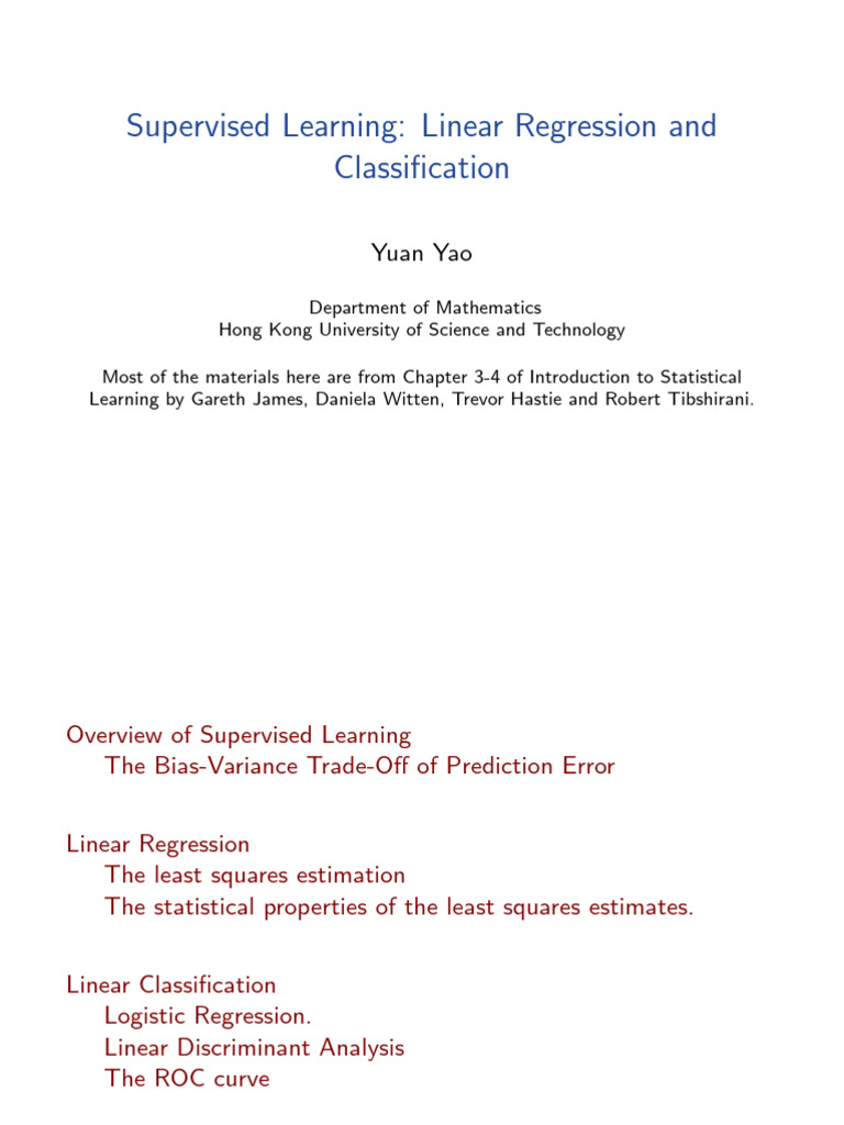 Supervised Learning: Regression & Classification | PDF | Dependent And ...