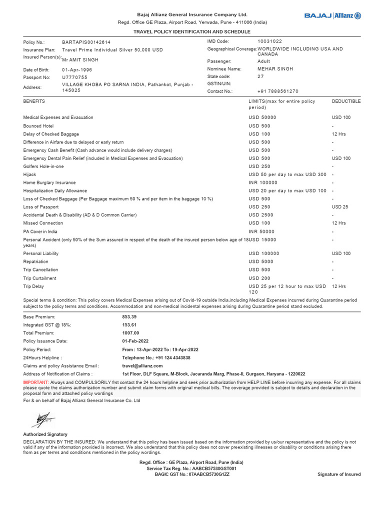 Travel Insurance | PDF | Insurance | Financial Risk