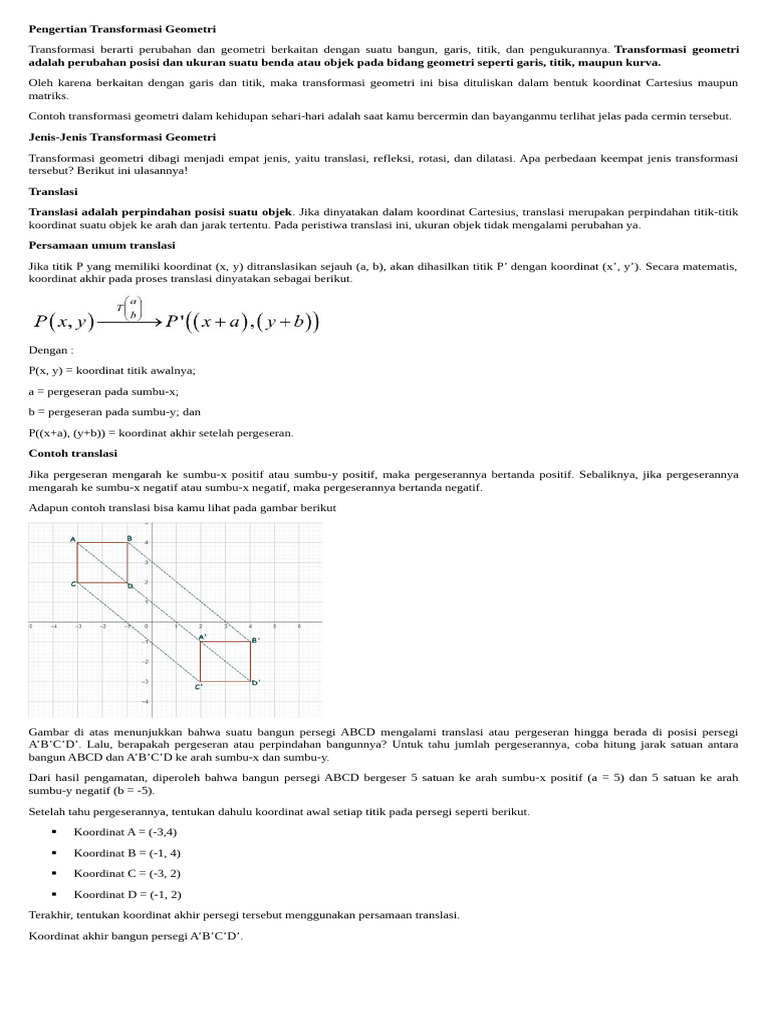 Jenis-Jenis Transformasi Geometri | PDF