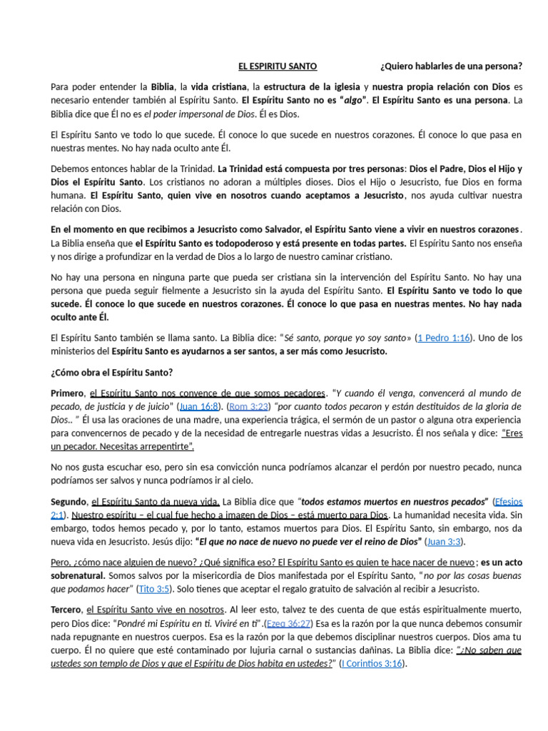 Entendiendo al Espíritu Santo en la Fe | PDF | espíritu Santo | Pecado