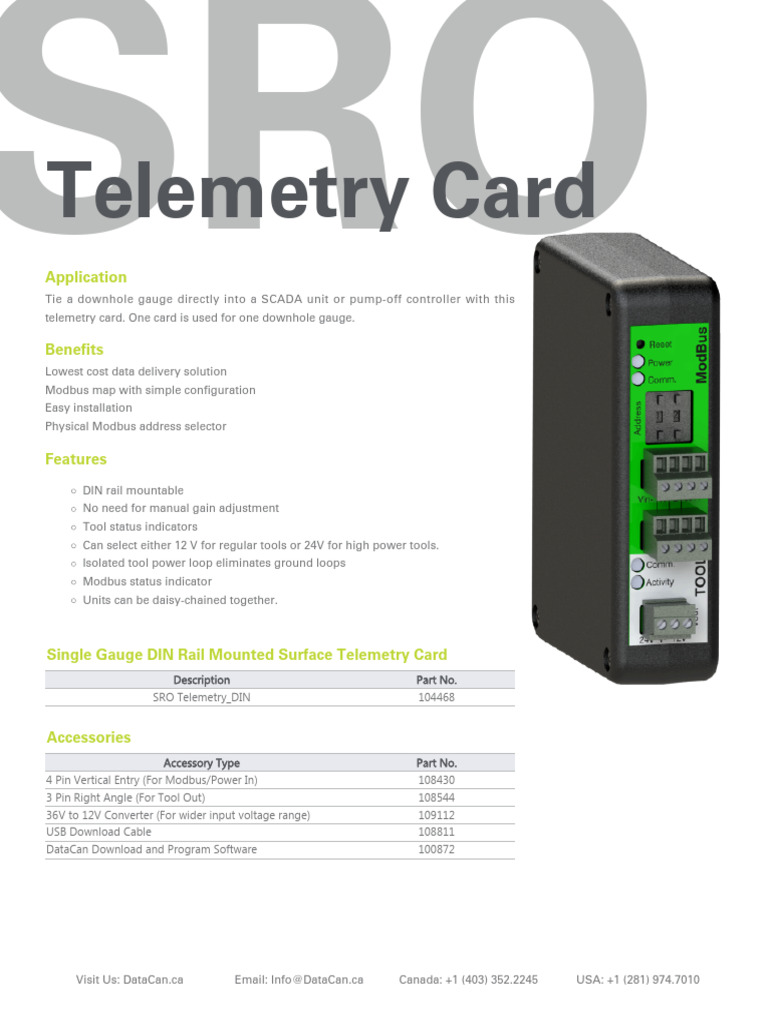 SRO Telemetry Card for Downhole Gauges | PDF