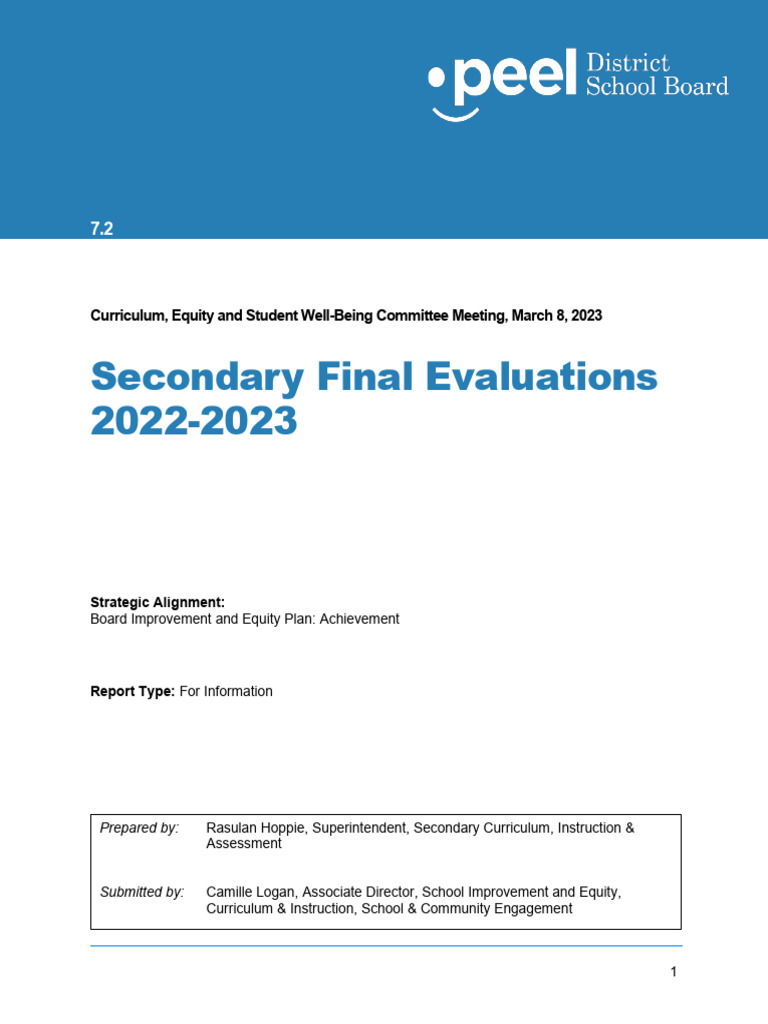 Secondary Evaluations Overview 2022-2023 | PDF | Educational Assessment ...