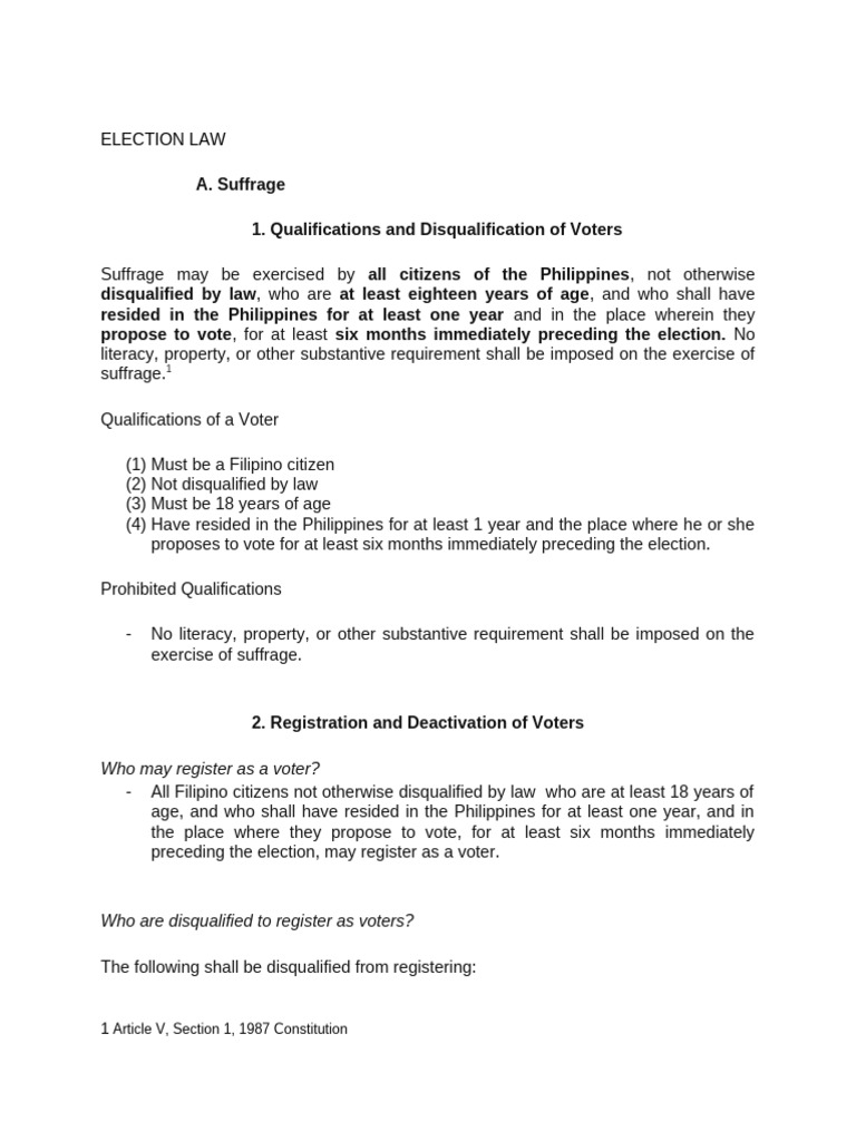 Philippines Voter Eligibility and Registration Guide | PDF | Absentee ...