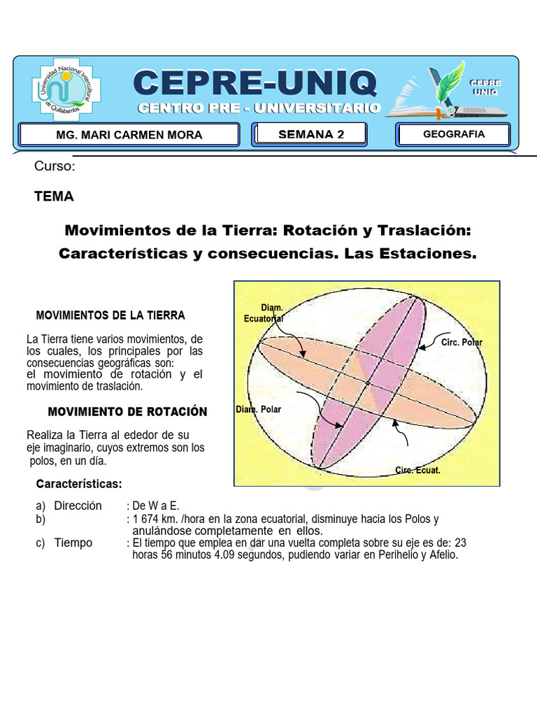 Movimientos de la Tierra y Estaciones | PDF | Tierra | Astronomía
