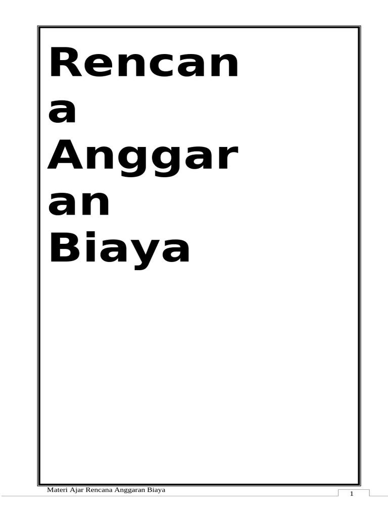 Panduan Rencana Anggaran Biaya Konstruksi | PDF