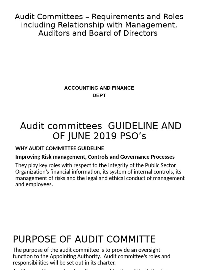 Audit Committees: Roles and Requirements | PDF | Audit Committee ...